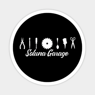 Soluna Garage (white art, banner style logo) Magnet